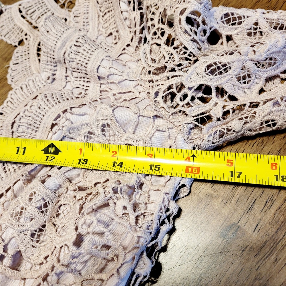 maniju tan lace long sleeve cutout maxi dress formal event size s - Picture 8 of 10